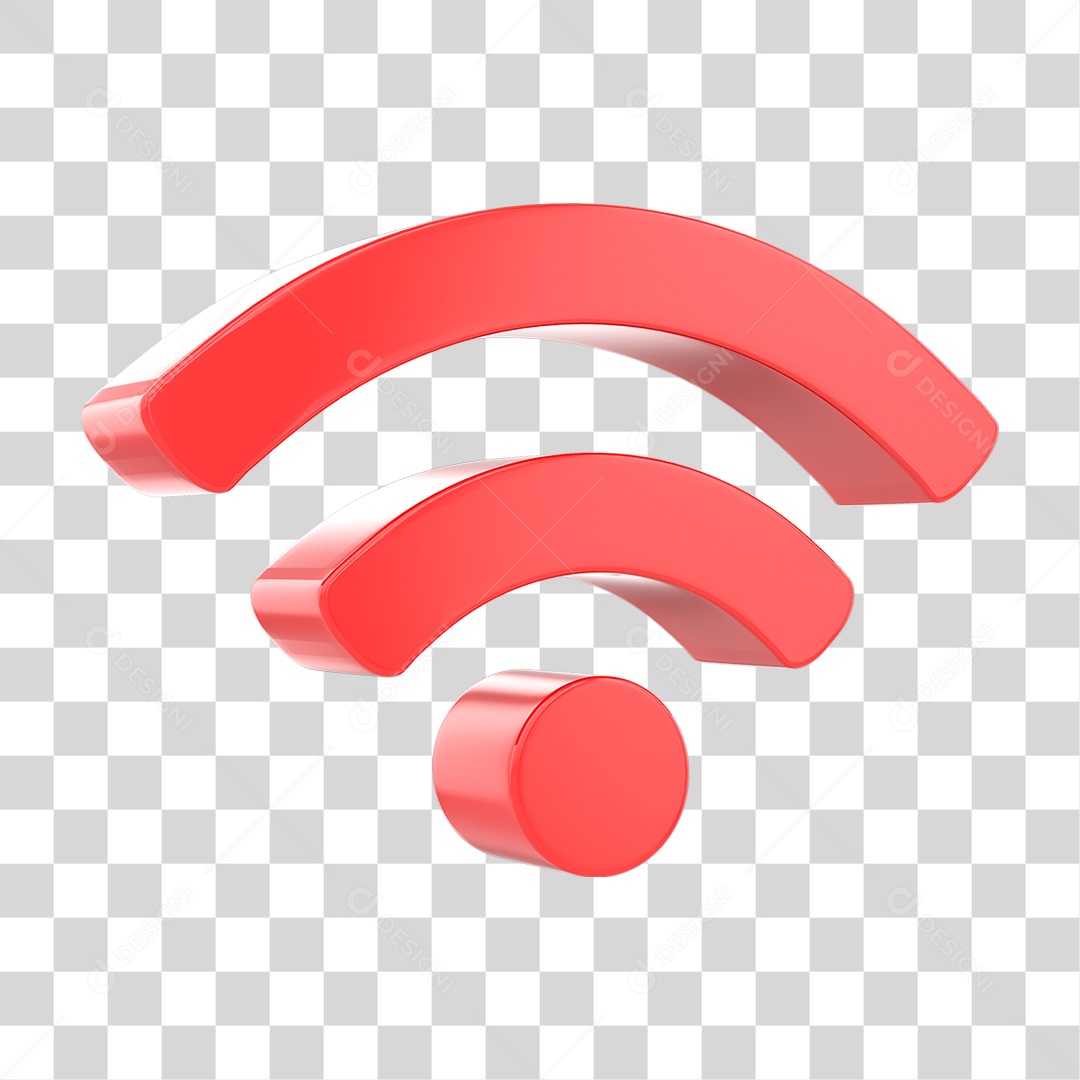 Ícone 3D Sinal de Wi-fi para Composição PNG Transparente