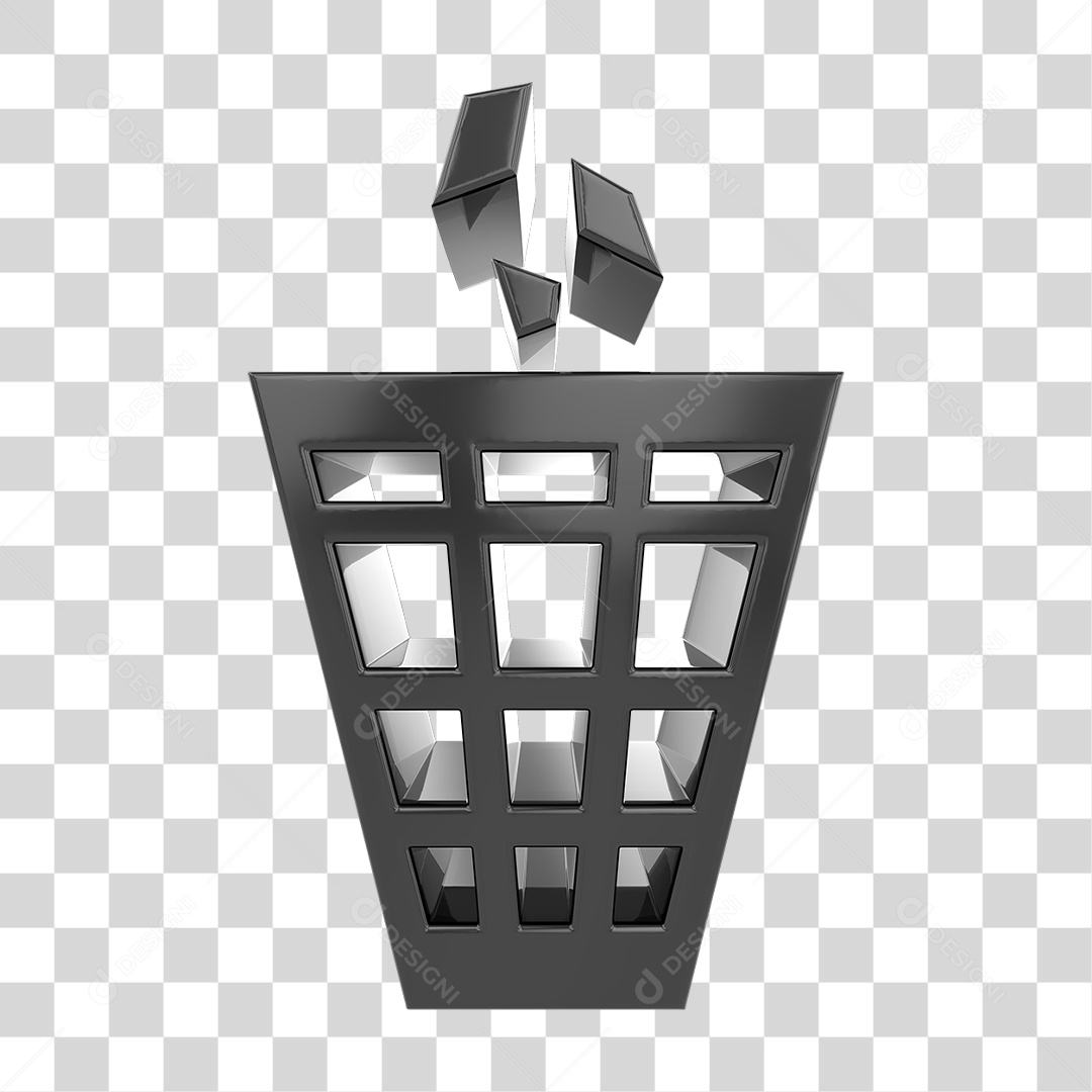 Elemento 3D Lata de Lixo Reciclável Para Composição PNG Transparente