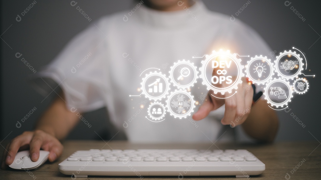 Conceito de tecnologia de programação ágil de operações de desenvolvimento de metodologia DevOps.