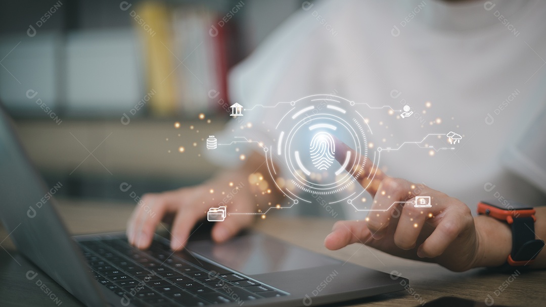 Processamento digital futurista de dedo de identificação biométrica