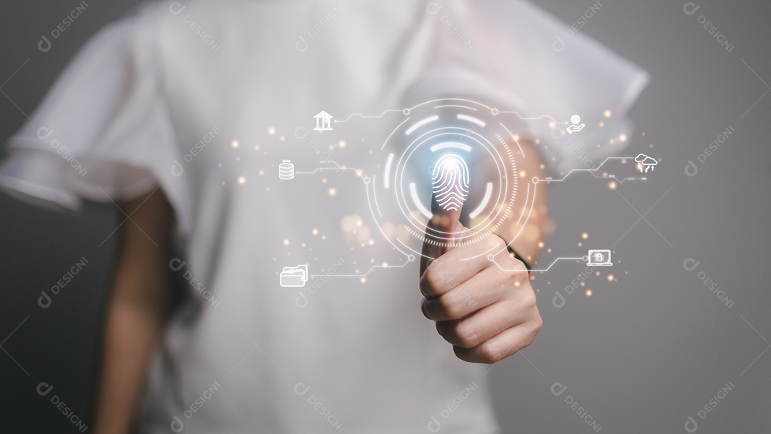 Processamento digital futurista de dedo de identificação biométrica