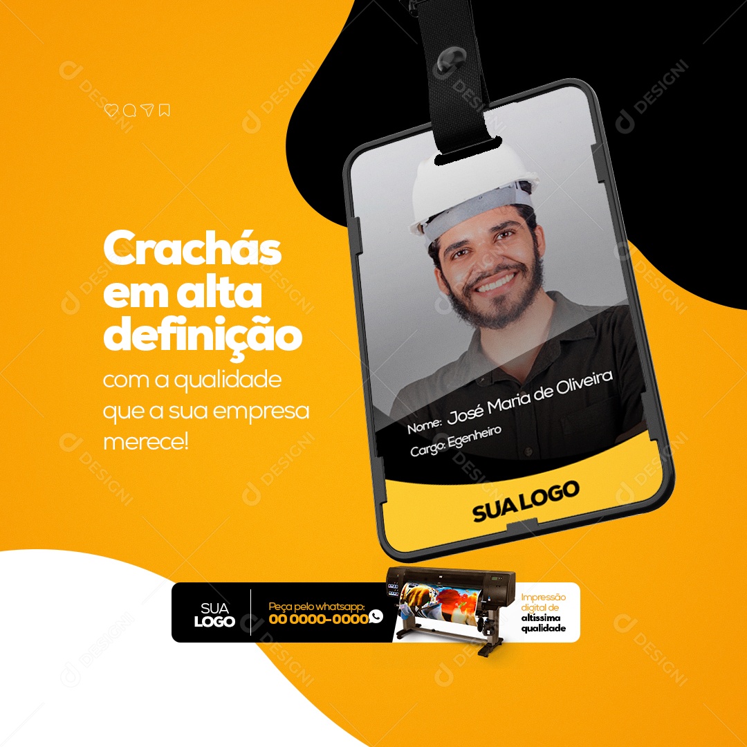 Crachás Em Alta Definição Comunicação Visual e Gráfica Rápida Social Media PSD Editável