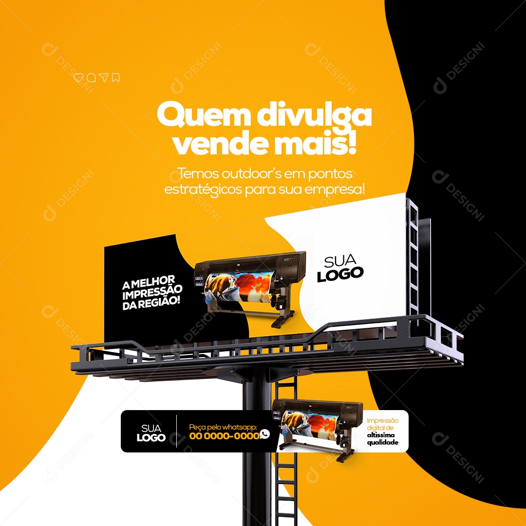 Quem Divulga Vende Mais! Comunicação Visual e Gráfica Rápida Social Media PSD Editável