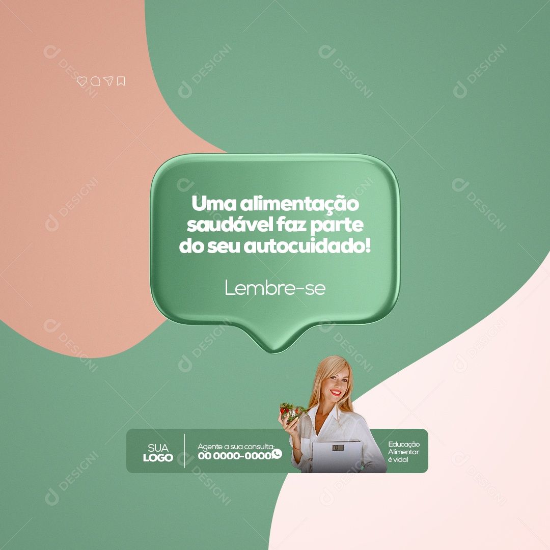 Lembrete Nutricionista Social Media PSD Editável