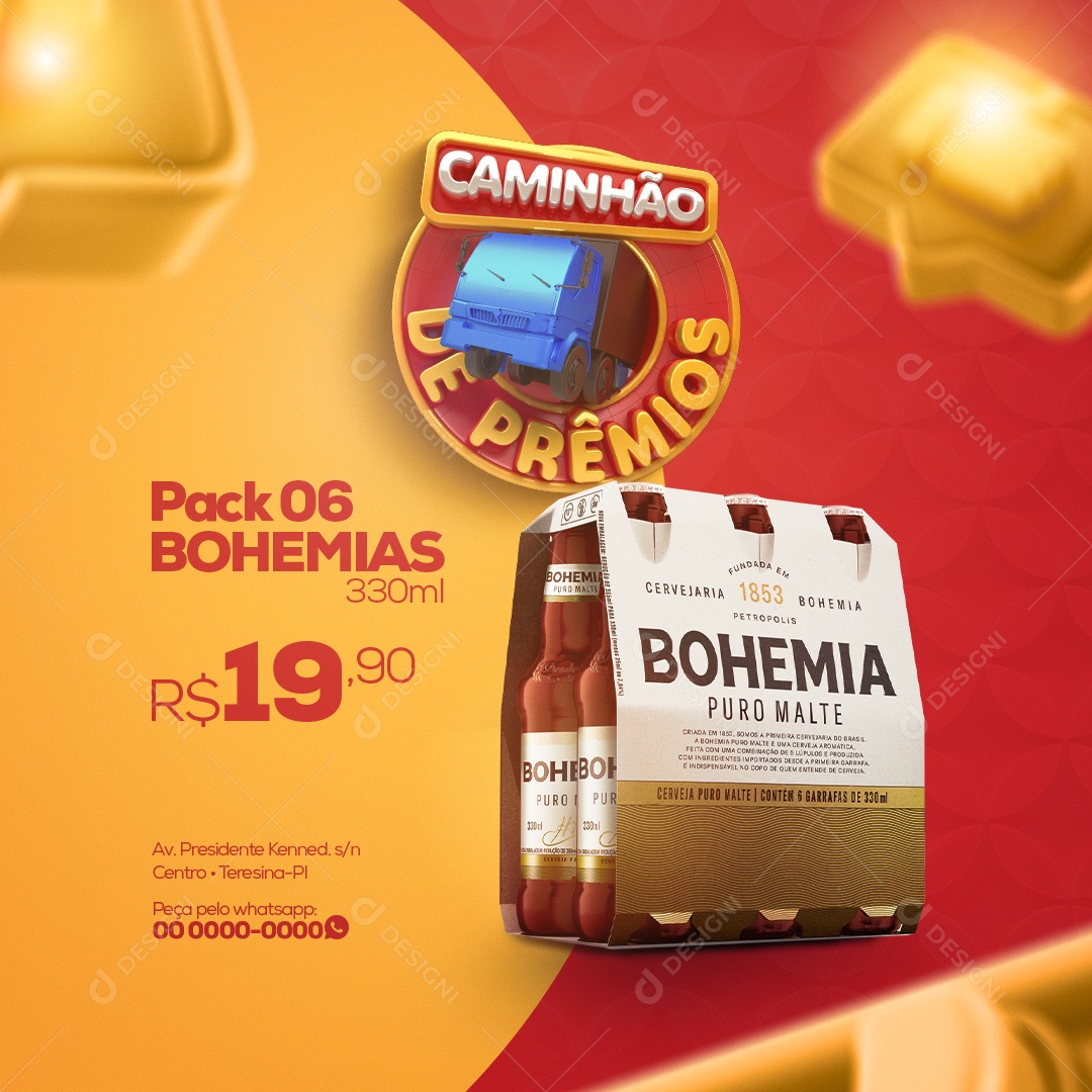 Caminhão de Prêmios Pack 06 Bohemias Supermercado Social Media PSD Editável