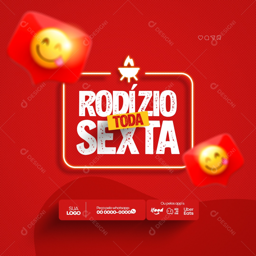 Rodízio Toda Sexta! Churrascaria e Petiscaria Social Media PSD Editável