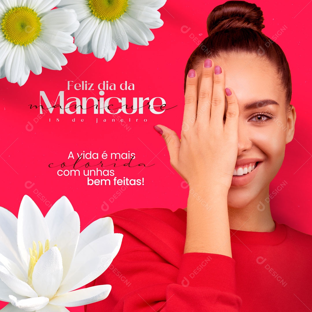 Feliz Dia da Manicure 18 de Janeiro Social Media PSD Editável