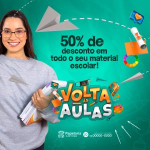 Volta Às Aulas Papelaria Social Media PSD Editável