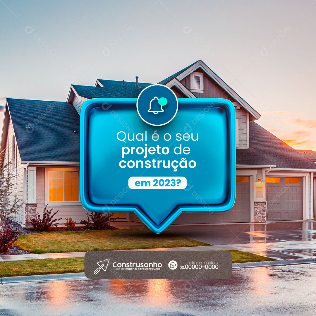 Qual é o Seu Projeto de Construção em 2023? Construtora Social Media PSD Editável