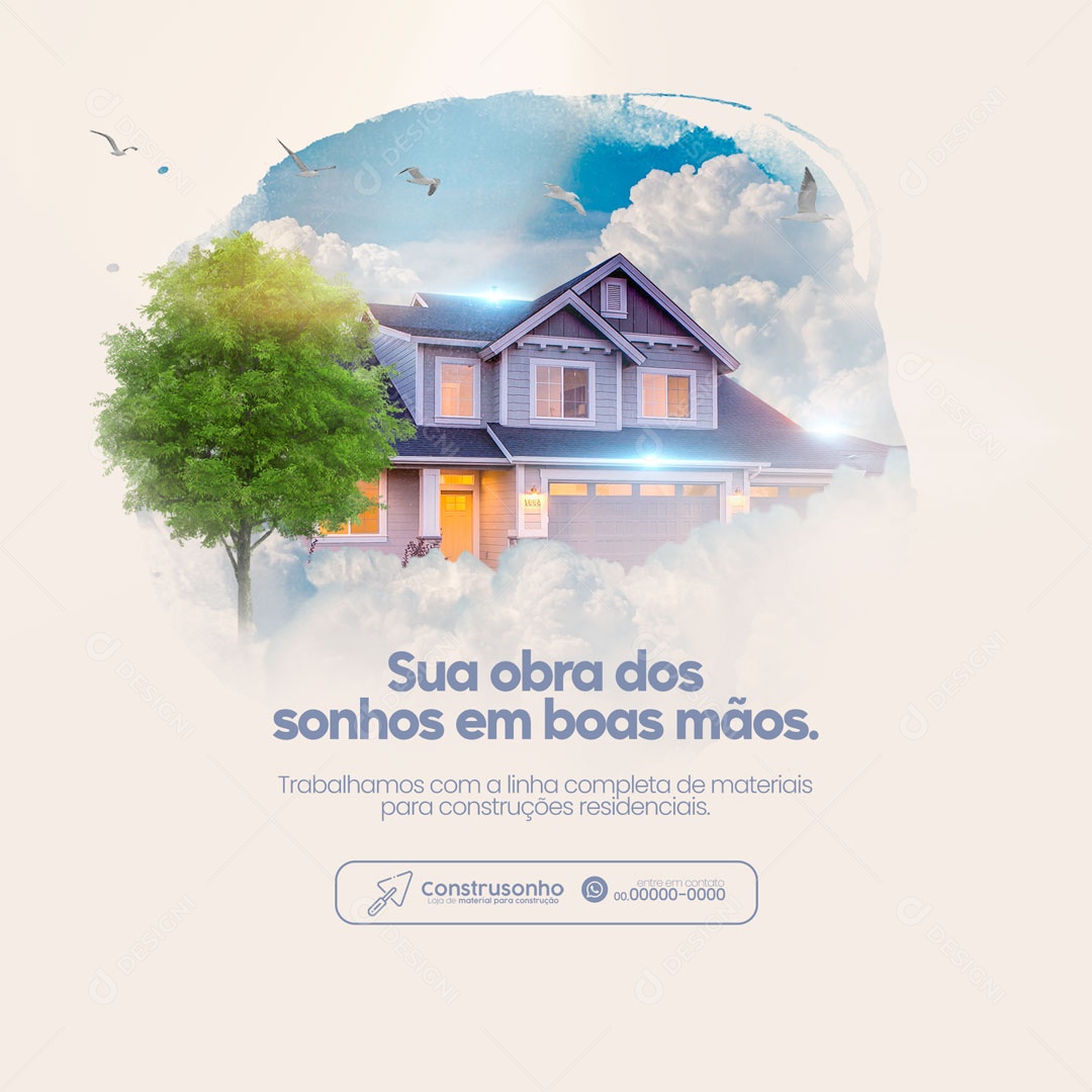 Sua Obra dos Sonhos em Boas Mãos Construtora Social Media PSD Editável