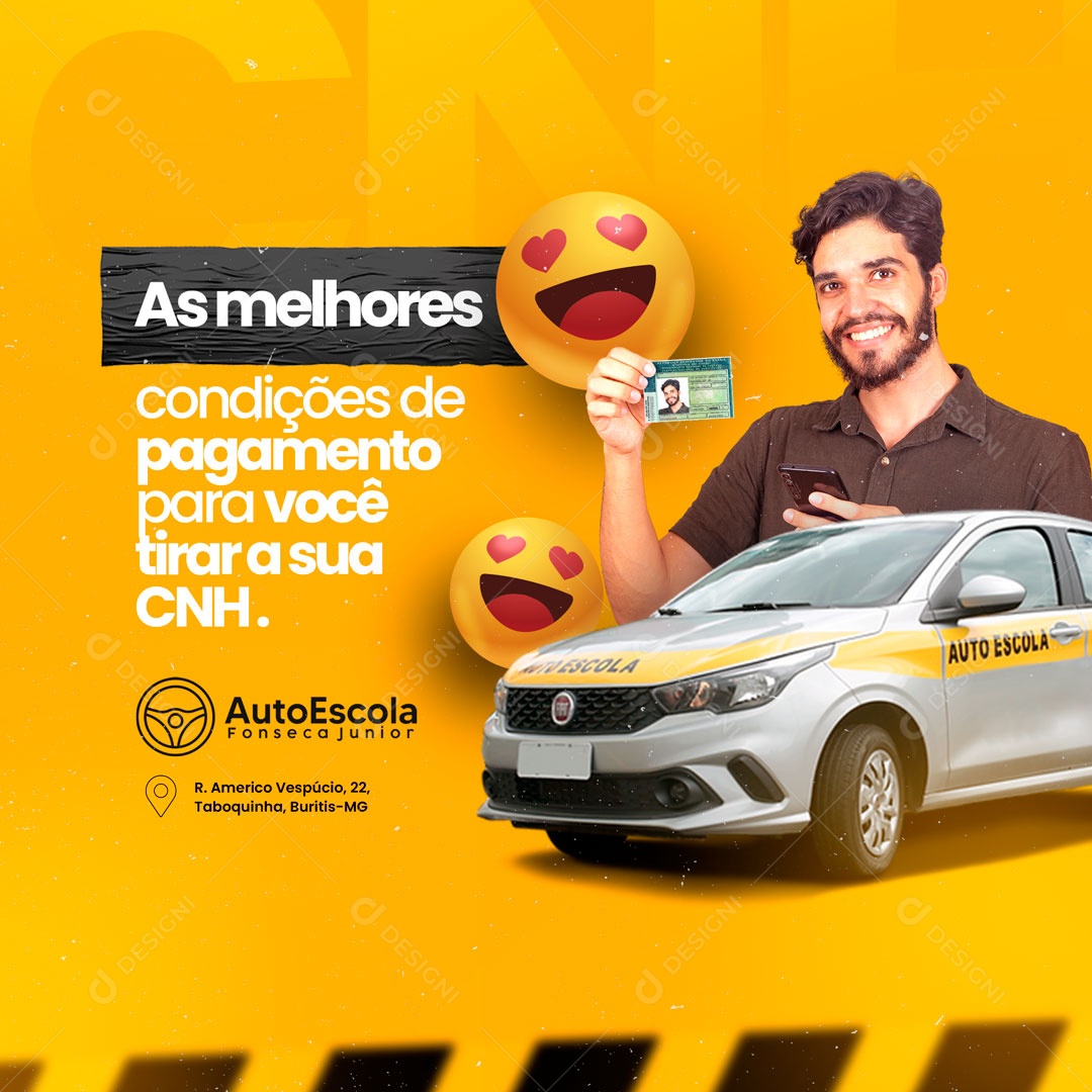 As Melhores Condições de Pagamento Auto Escola Social Media PSD Editável