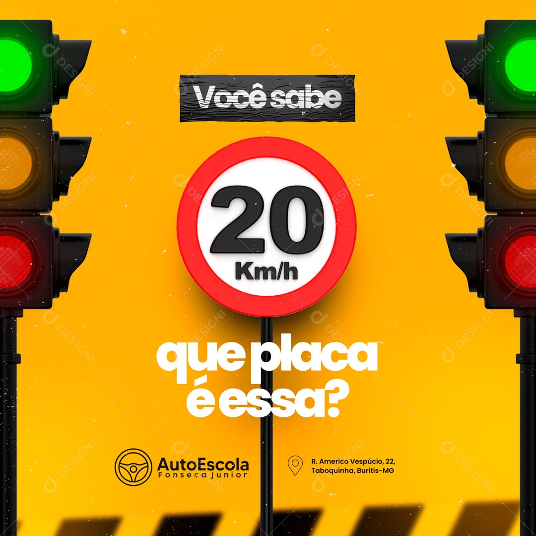 Que Placa é Essa? Auto Escola Social Media PSD Editável