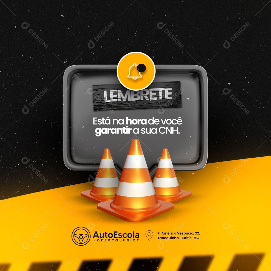 Lembrete Está na Hora de Você Garantir a Sua CNH Auto Escola Social Media PSD Editável