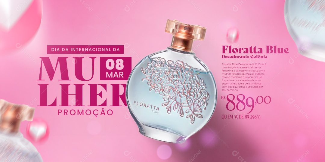 Banner Floratta Blue Promoção Dia Internacional Da Mulher Social Media PSD Editável