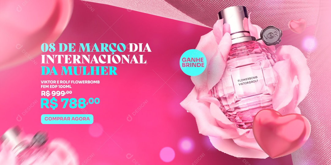 Banner Vicktor e Rold Flowerbomb  Dia Da Mulher Social Media PSD Editável