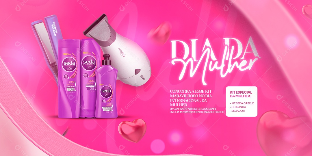 Banner Concorra esse Kit Maravilhoso Dia Da Mulher Social Media PSD Editável