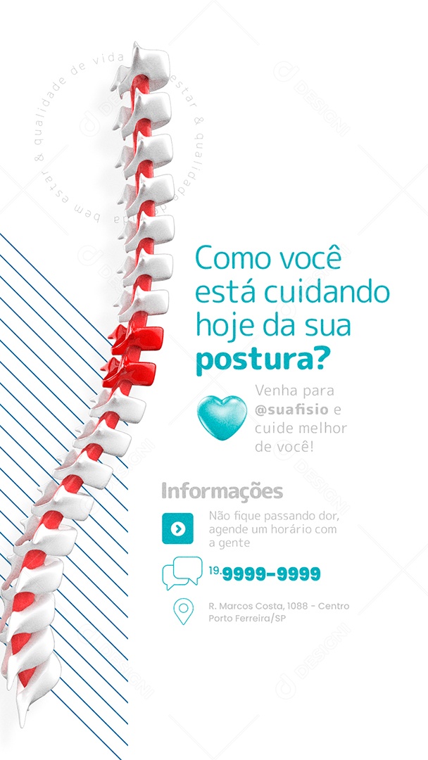Story Como Você Está Cuidando Hoje da sua Postura Fisioterapia Social Media PSD Editável