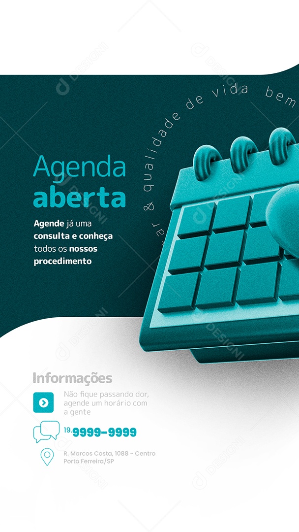 Story Agenda Aberta Fisioterapia Social Media PSD Editável