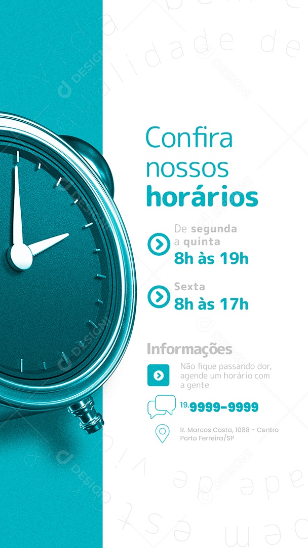 Story Confira Nossos Horários Fisioterapia Social Media PSD Editável