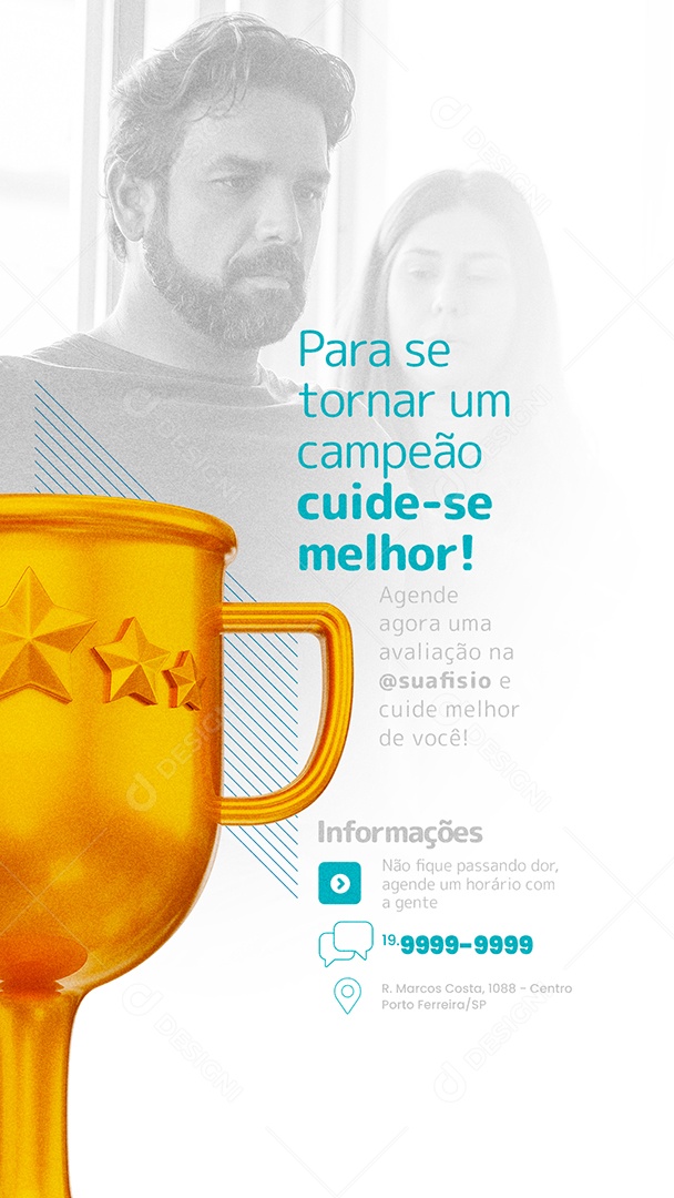 Story Para se Tornar um Campeão Cuide-se Fisioterapia Social Media PSD Editável