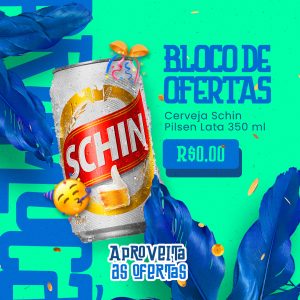 Bloco de Ofertas Cerveja Schin Pilsen Carnaval Supermercado Social Media PSD Editável