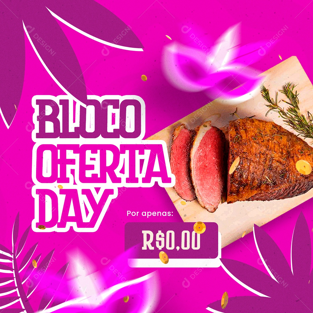 Bloco Oferta Day Carnaval Supermercado Social Media PSD Editável