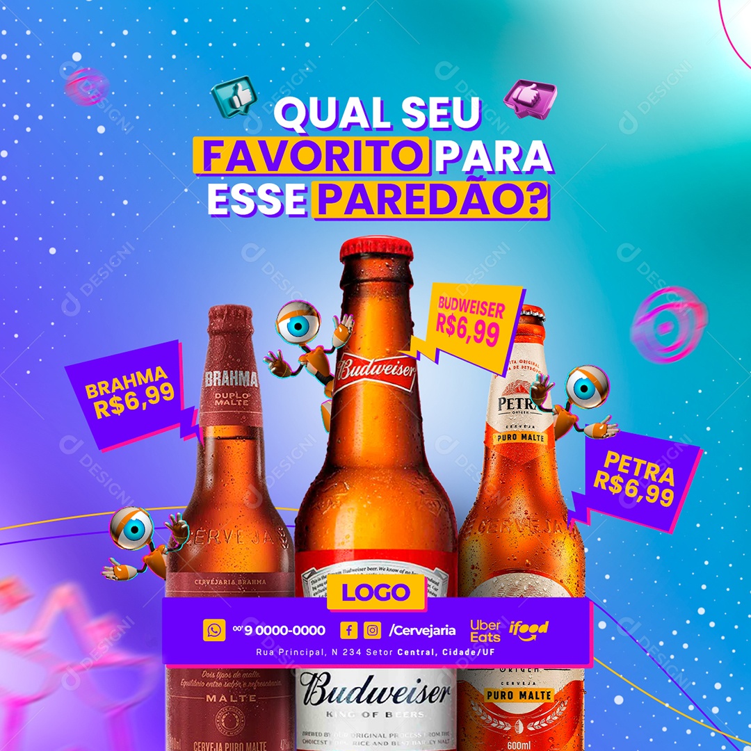 Qual seu Favorito para Esse Paredão BBB Cervejaria Social Media PSD Editável
