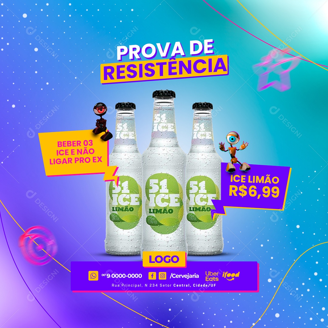 Prova de Resistência Ice Limão BBB Cervejaria Social Media PSD Editável