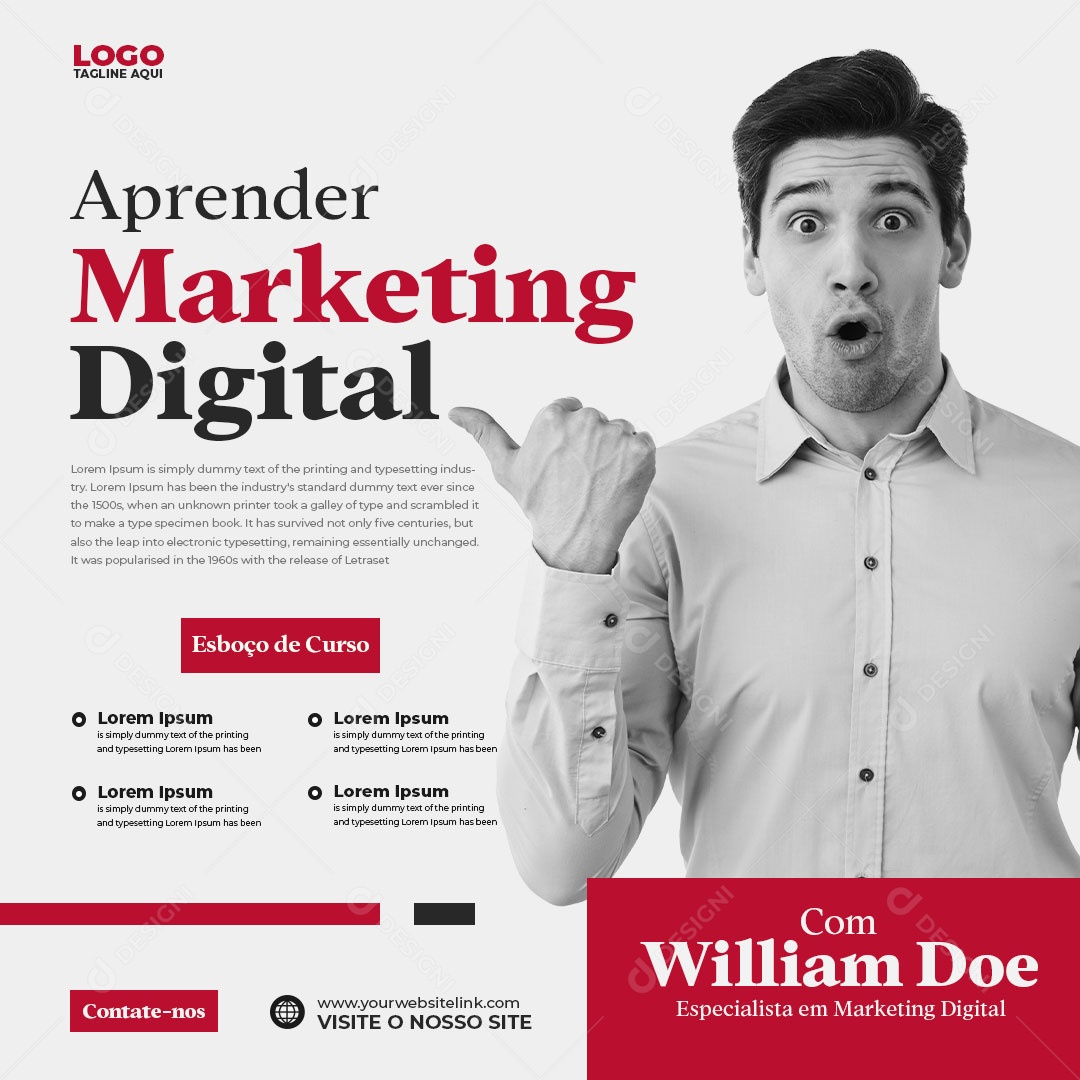 Aprender Marketing Digital Socia Media PSD Editável