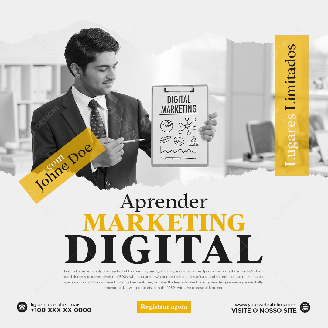 Aprender Marketing Digital Socia Media PSD Editável