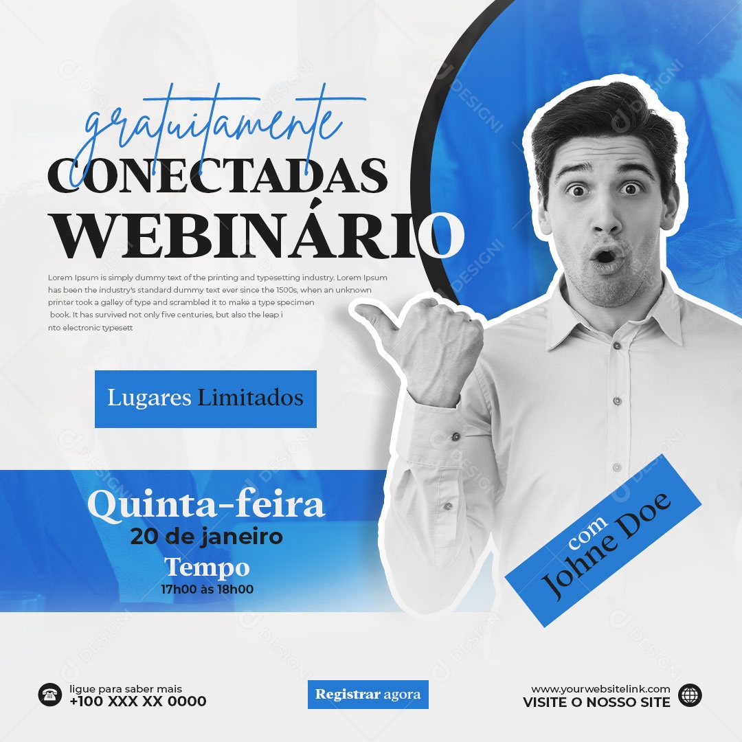 Gratuitamente Conectadas Webinário Social Media PSD Editável