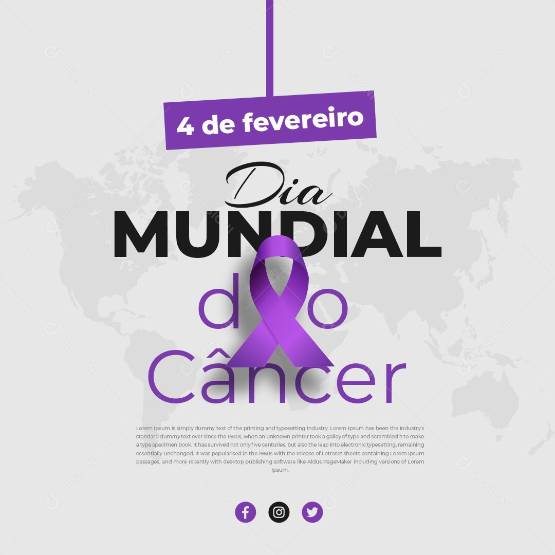 Dia Mundial do Câncer 4 de Fevereiro Social Media PSD Editável