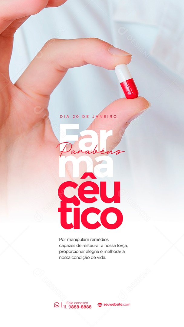 Post Stories Dia Do Farmacêutico 20 de Janeiro Social Media PSD Editável