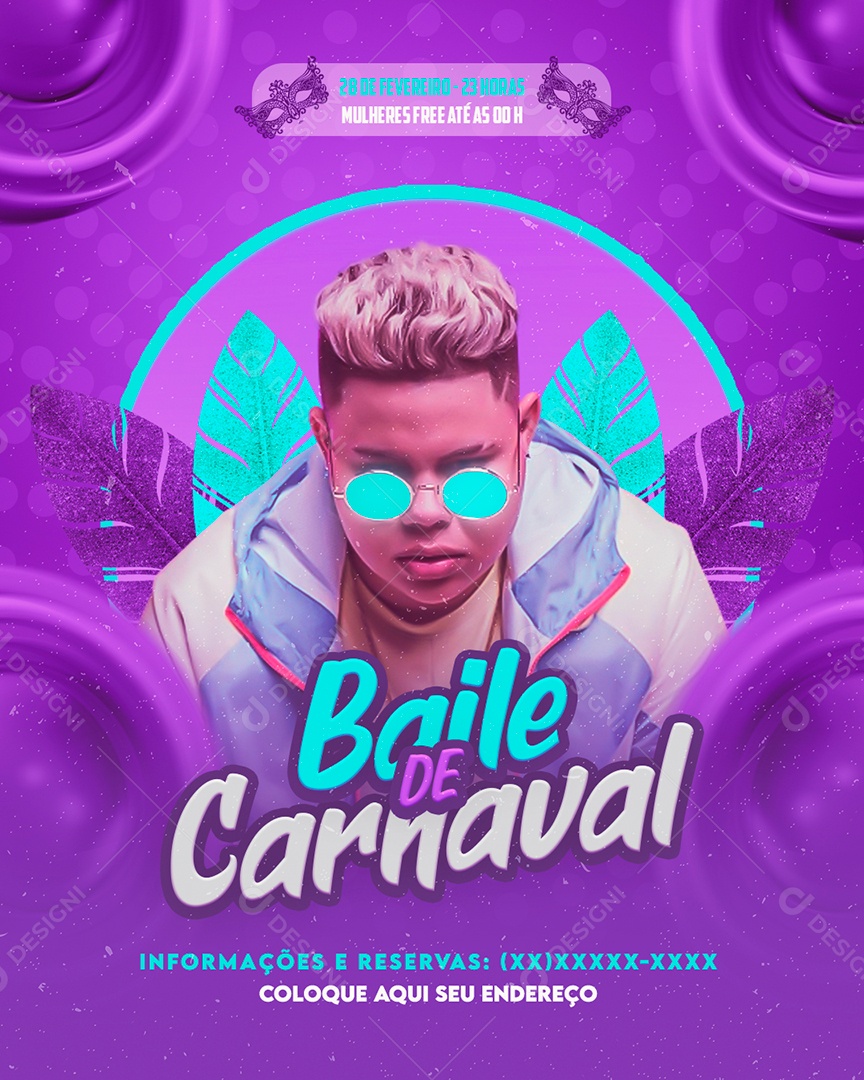 Flyer Baile de Carnaval Social Media PSD Editável