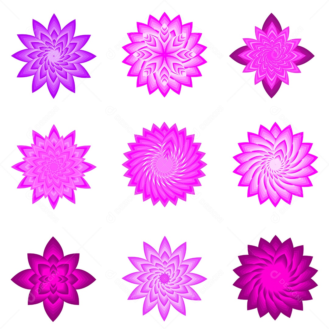 Coleções de Flores Roxas Abstratas EPS