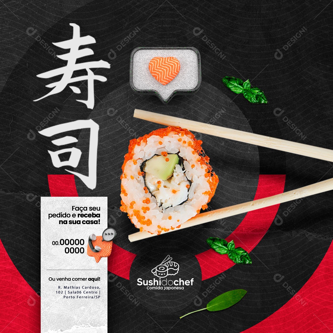 Restaurante Comida Japonesa Social Media PSD Editável