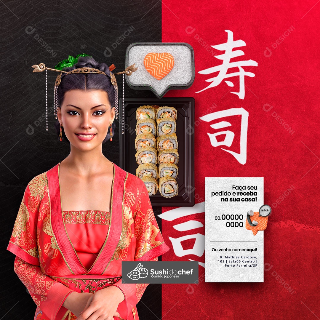 Restaurante Comida Japonesa Faça seu Pedido! Social Media PSD Editável