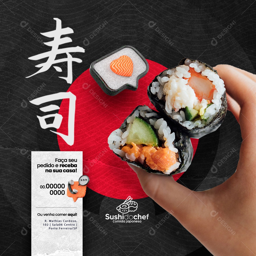 Restaurante Comida Japonesa Social Media PSD Editável