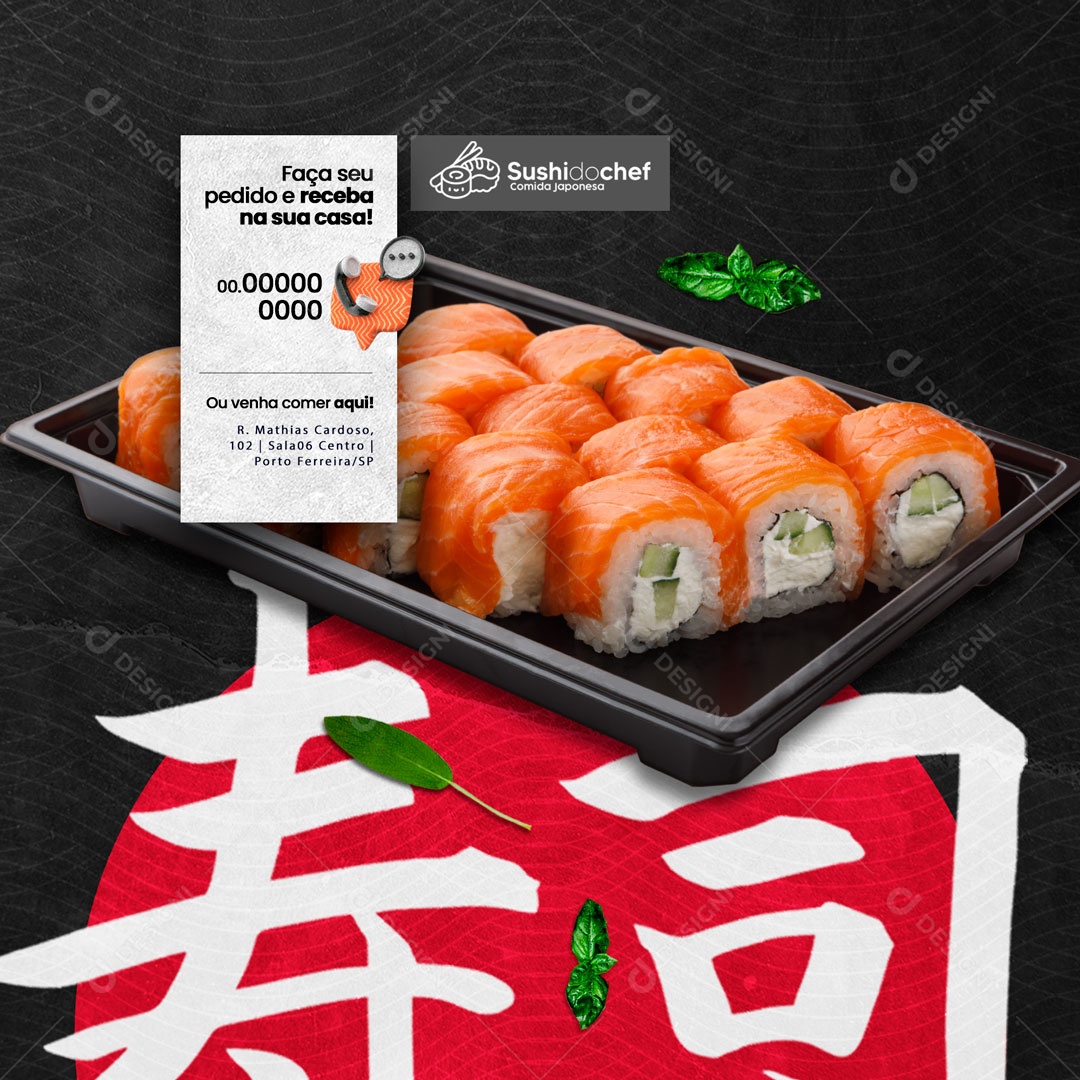 Restaurante Comida Japonesa Sushi Social Media PSD Editável