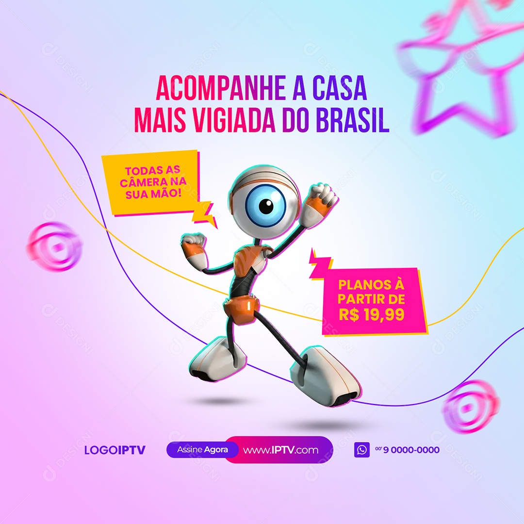 Acompanhe a Casa mais Vigiada do Brasil BBB IPTV Social Media PSD Editável