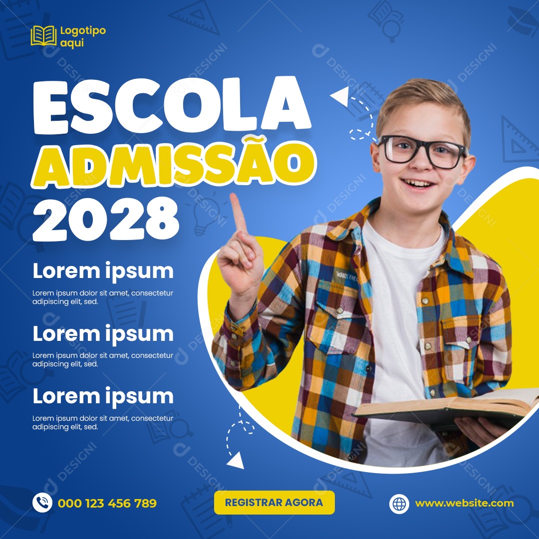 Escola Admissão Venha Conferir Social Media PSD Editável