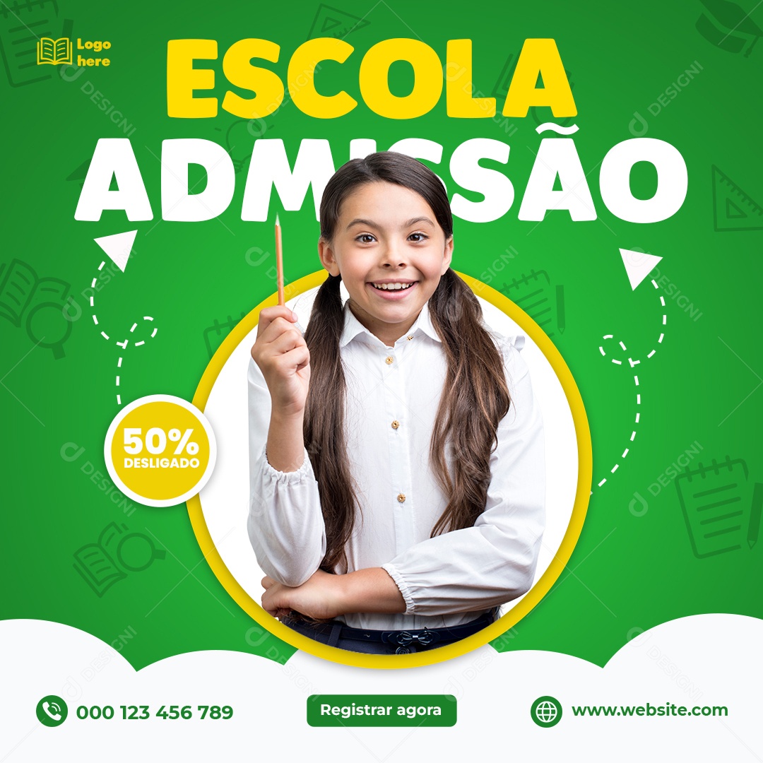 Escola Admissão Venha Conferir Social Media PSD Editável