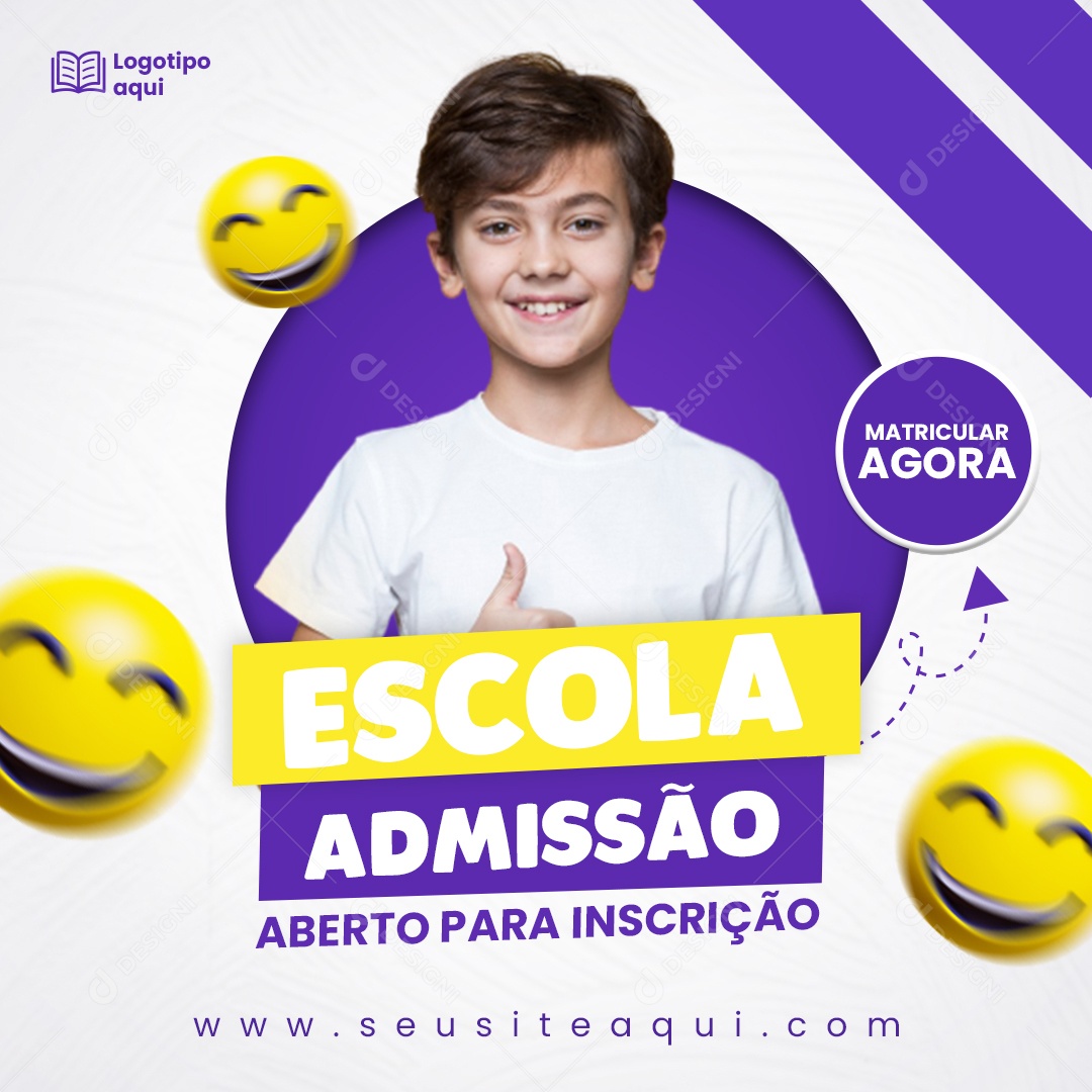 Escola Admissão Aberto Para Inscrições Social Media PSD Editável