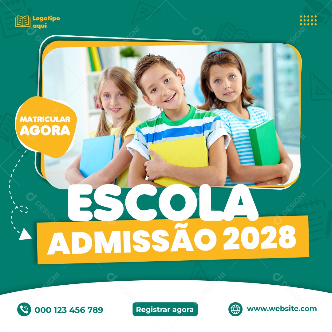 Escola Admissão 2028 Venha Conferir Social Media PSD Editável