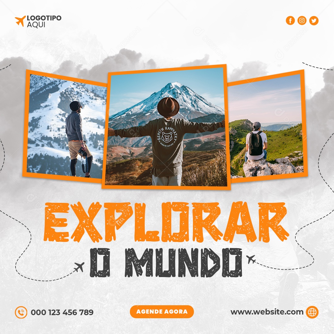 Explorar o Mundo Social Media PSD Editável