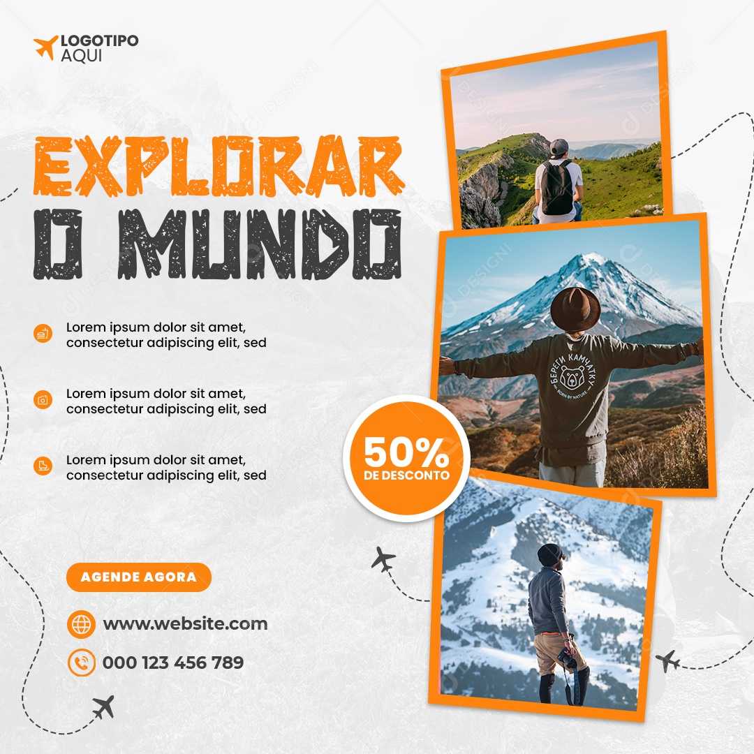 Explorar o Mundo Até 50% de Desconto Social Media PSD Editável