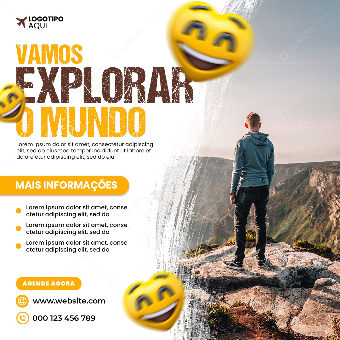 Vamos Explorar o Mundo Social Media PSD Editável