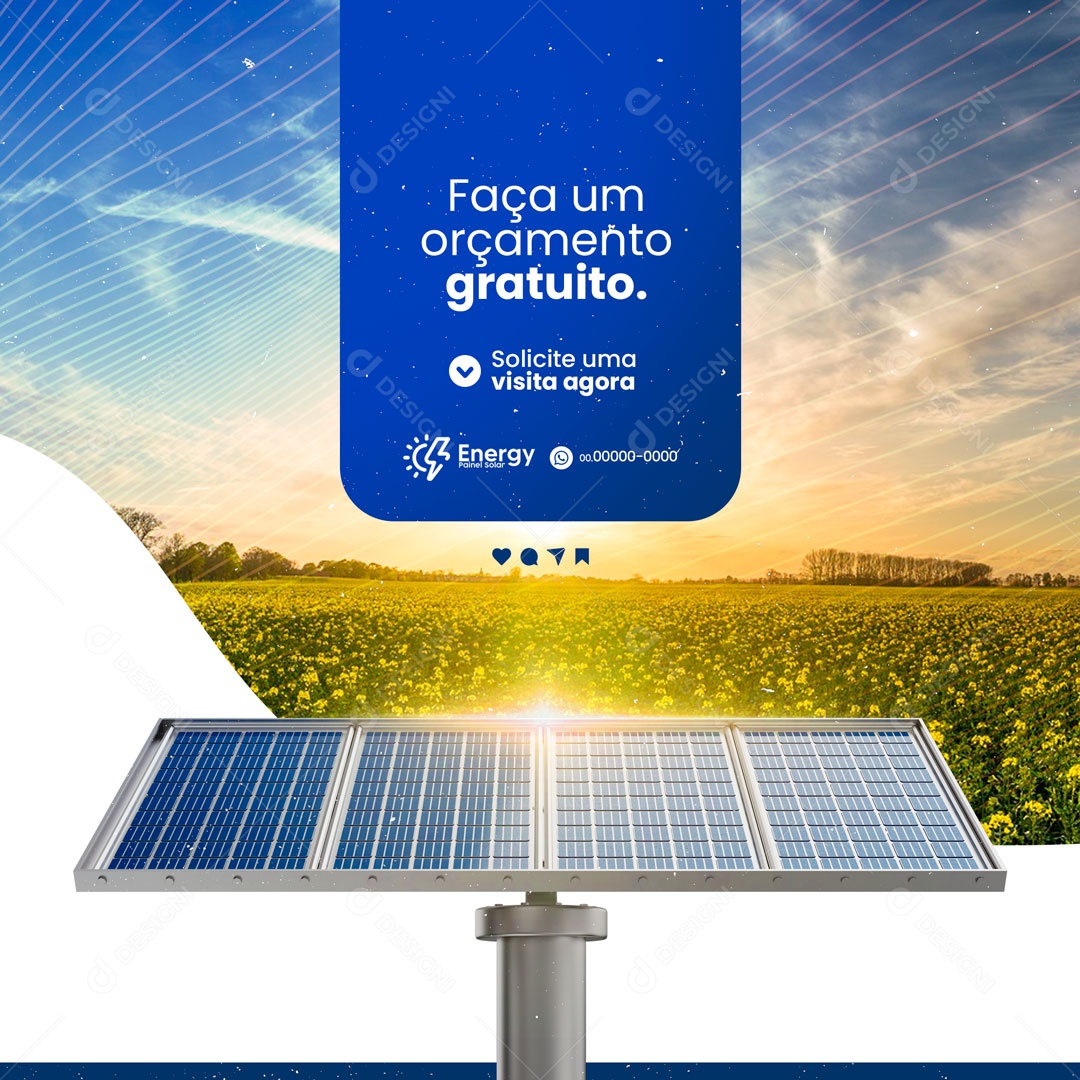 Faça um Orçamento Gratuito Energia Solar Social Media PSD Editável