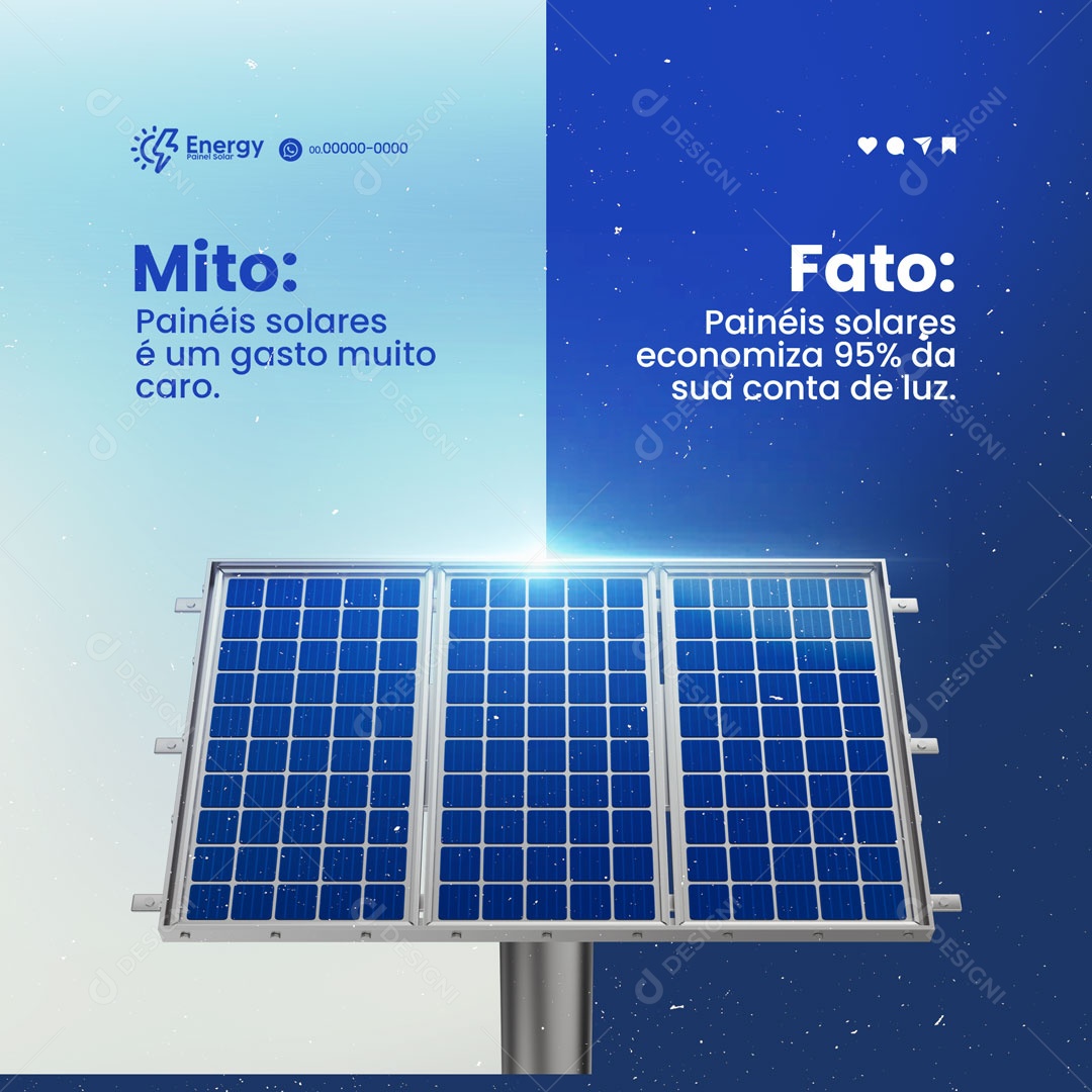 Painéis Solares Mito e Fato Energia Solar Social Media PSD Editável