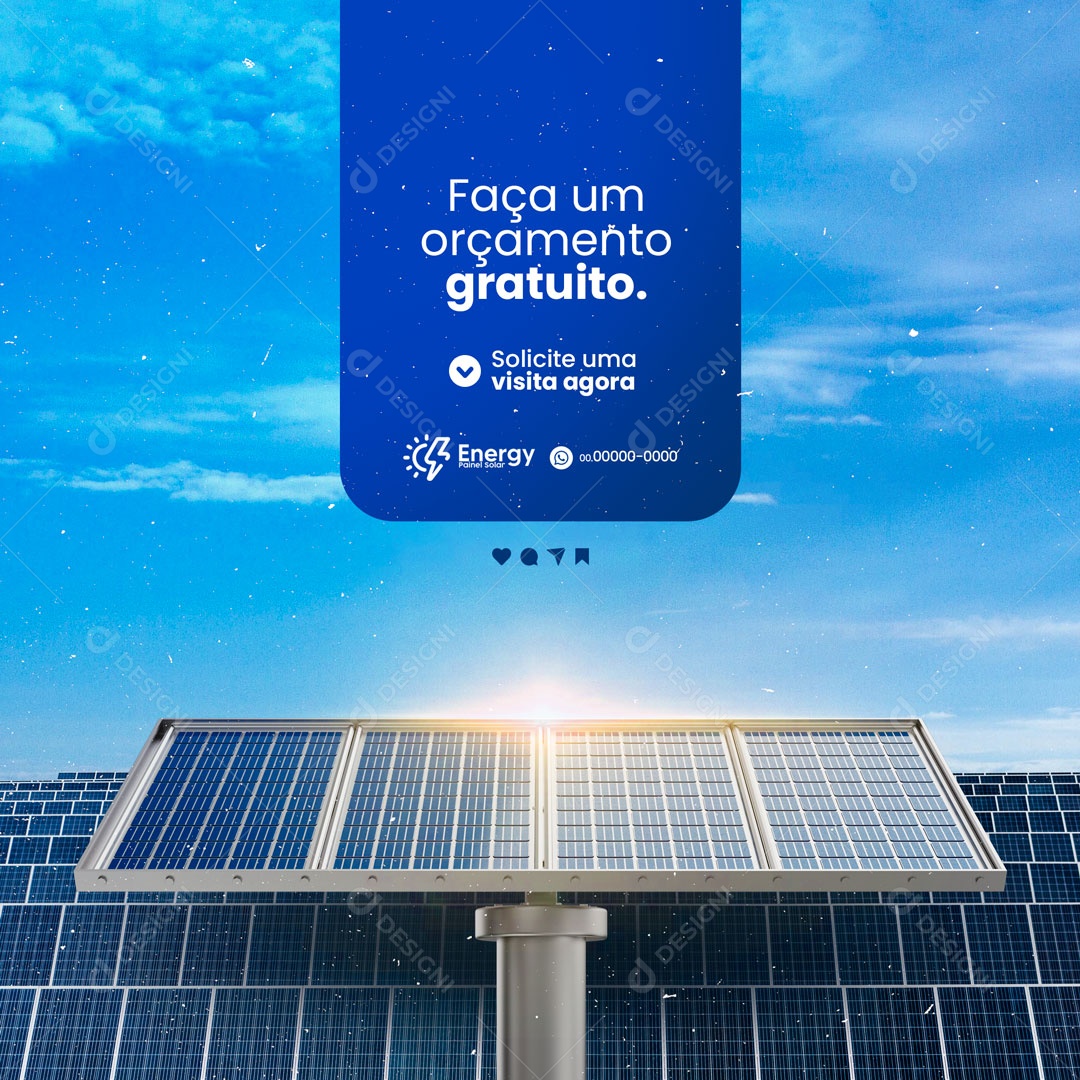 Faça um Orçamento Gratuito Energia Solar Social Media PSD Editável